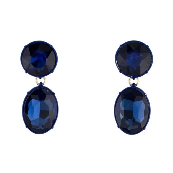 CAROLINA HERRERA | Faceted Crystal Drop Earrings navy Blue - Picture 1 of 7